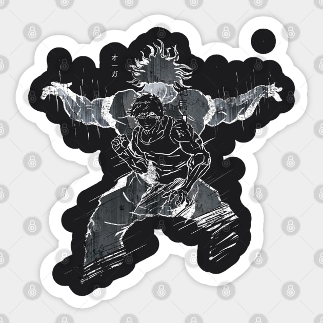 Facing Ogre: Hanma Baki Manga Sticker by Vertei